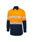 D/N Hi-Vis Cotton Drill Workshirt - 'Hooped' (alternate view)