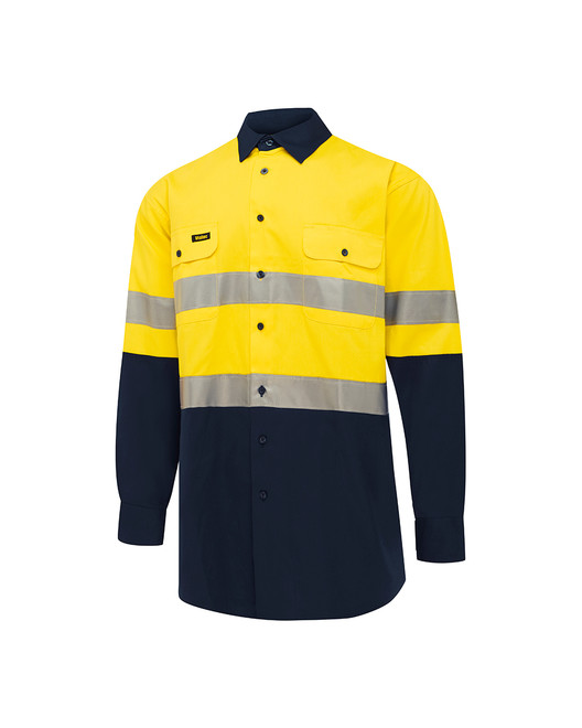 D/N Hi-Vis Cotton Drill Workshirt - 'Hooped'